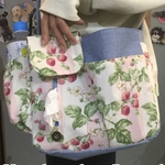 お散歩バック☆（デニム×ピンクいちご柄）