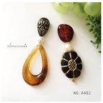  No.A482 お洒落アシメ▸︎▹︎べっ甲×アンティークビーズ♕ピアス / イヤリング
