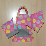 子供 エプロン 三角巾  収納袋 3点 セット カラフル ドット