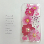 ジュリアン×かすみ草♡押し花スマホケース
