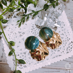 【A-110】アクアマリンマーブル♡カボションピアス