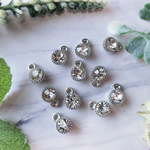 10個　セレブスタイルカラフルチャームセット　クリスタル シルバー　約11mm×8mm　T465-12