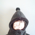 ラビットファーのポンポン付き 裏ボア フード付きネックウォーマー  送料無料