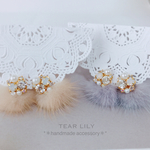 ミンクファー&ビジューピアス✱イヤリング