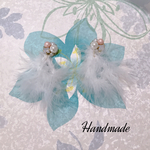 パールビジュー×フェザーピアス/イヤリング♡純白