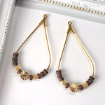 darkbrown×gold ウッドフープイヤリング