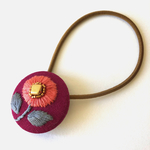 ellipseの花 刺繍 ヘアゴム     ラズベリーピンク
