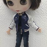 スカジャン　ブルー（虎）ブライスサイズ