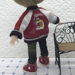 初めて記念おまけつき・スカジャン　赤（虎）オビツ１１サイズ