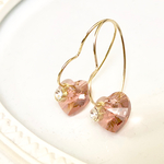 Swarovski ブラッシュローズ ハートのフープピアス