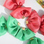 手染めシルクのふんわりタッセル　クリスマス　グリーン・レッド　2×2個セット