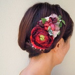 ヘアピン花飾　ﾚｯﾄﾞﾗﾅﾝ