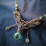 fluorite × kyanite / charcoal brown　　 #マクラメネックレス＃