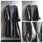 ふんわり袖グレーダンガリーデニム風ワンピース