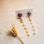 vintage glitter×pearl flower pierce