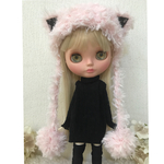 ブライスアウトフィット 桃猫ちゃんふわふわニット帽