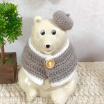 【再販】しろくま貯金箱  マントとベレー帽（ベージュ）