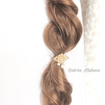 【再販】透かしプレートとコットンパールのヘアーカフ