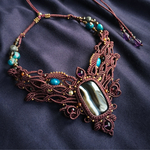 banded agate × apatite / decollete necklace 　 #マクラメネックレス＃