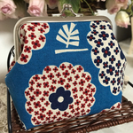 北欧フラワー（ブルー）♡がま口ポーチ