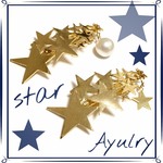 星バレッタ＊流星＊流れ星＊スター＊シューティングスター＊宇宙＊バレッタ＊ヘアアクセサリー＊髪飾り＊パール＊星チャーム＊ゴールド＊７.７cm