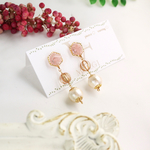 pebbles gem & pearl pierce/earring (rose quartz)