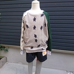 【130size】アシンメトリートレーナー くま 羽根 迷彩