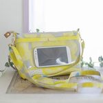 【new】長財布も入るスマホポシェット/綿麻 北欧風フラワー col.イエロー