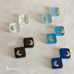 三日月＆ガラスタイルピアス