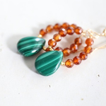 14KGF garnet malachite　pierce [kgf0580]