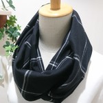 起毛コットン スヌード ウィンドウペン ブラック 二重巻 
