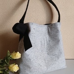 M☆大きめワンハンドルバッグ👜ウール ツィードネップ入り♪グレー系