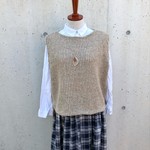 再販×8◆暖かいベスト◆手編み風メリアスニット◆ベージュ◆