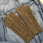【オーダー品】アルパカウールのアラン模様5本指手袋