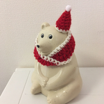 しろくま貯金箱  クリスマススヌード&帽子セット