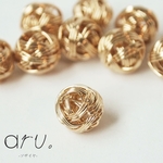  [S1810-12]【6個】 メタルボール 8mm 透かしデザイン ゴールド 金