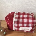 キャラメルポーチ＊チェック＆ドット♡レッド