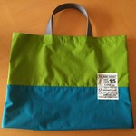 ｍ様オーダー品☆内ポケット付き防水布のバッグ　黄緑×ターコイズ☆