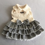 アランニット＊グレンチェック柄フリルスカートワンピ【お洋服サイズ胴40、丈30cmまで】