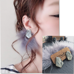 【2way】マラボーファーピアス/グレー/ハンドメイドピアス