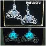 秋の感謝ｾｰﾙ/限定1組/夜光/ｼﾝﾃﾞﾚﾗのｶﾎﾞﾁｬの馬車・ｶﾞﾗｽﾄﾞｰﾑ・ｽﾜﾛﾌｽｷｰﾗｲﾝｽﾄｰﾝ/イヤリング