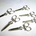 6pcs  アンティークシルバー　ハサミ（シザー）チャーム