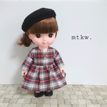 ソランちゃんの長袖チェックワンピース(ホワイト)  ソランちゃん服  メルちゃん服  ソランちゃん  メルちゃん