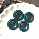 ブルーグリーン23mm4個アンティークボタン