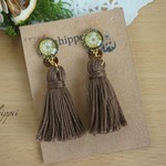 【一点のみ30%off】タッセル  イヤリング ～茶～ 