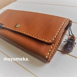 ＊感謝セール＊革の長財布＊ミニブーツ付き＊キャメル×ポイントに紫＊イタリアンショルダー＊