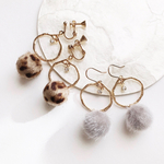 サークル × ファーボール  ピアス/イヤリング