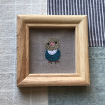ボタンインコ刺繍ミニ額  ⑤