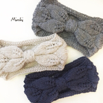 「木の葉〜konoha」4wayニットヘアバンド/グレー系