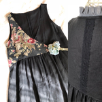 黒薔薇柄リネンカシュクールワンピース
